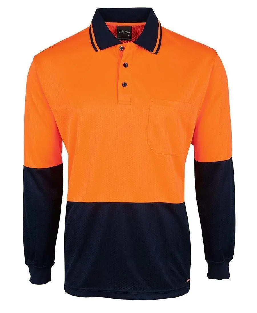 JB'S Hi-Vis Long Sleeve Jacquard Polo 6HJNL Metro Workwear.